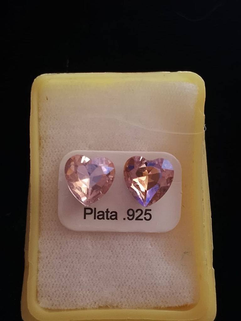BROQUEL CORAZÓN ROSA MEDIANA PLATA .925
