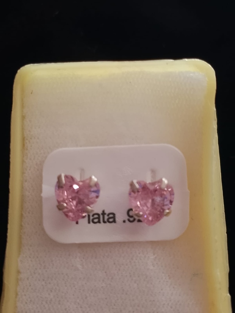 BROQUEL CORAZÓN ROSA PLATA .925