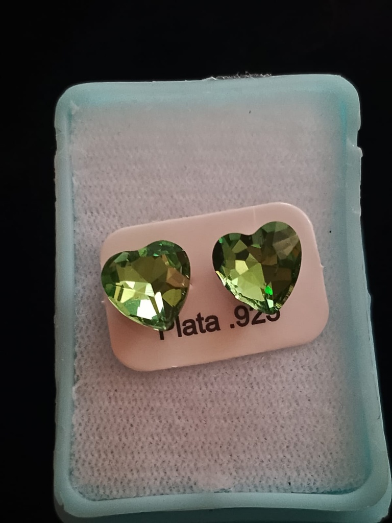 BROQUEL CORAZÓN VERDE MEDIANO PLATA .925