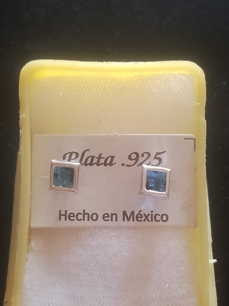 BROQUEL CUADRADO AZULES PLATA .925