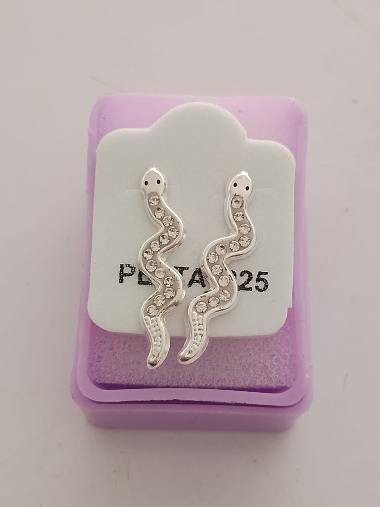 Broque Con Piedra Blanca Estilo Víbora 2.5cm Plata