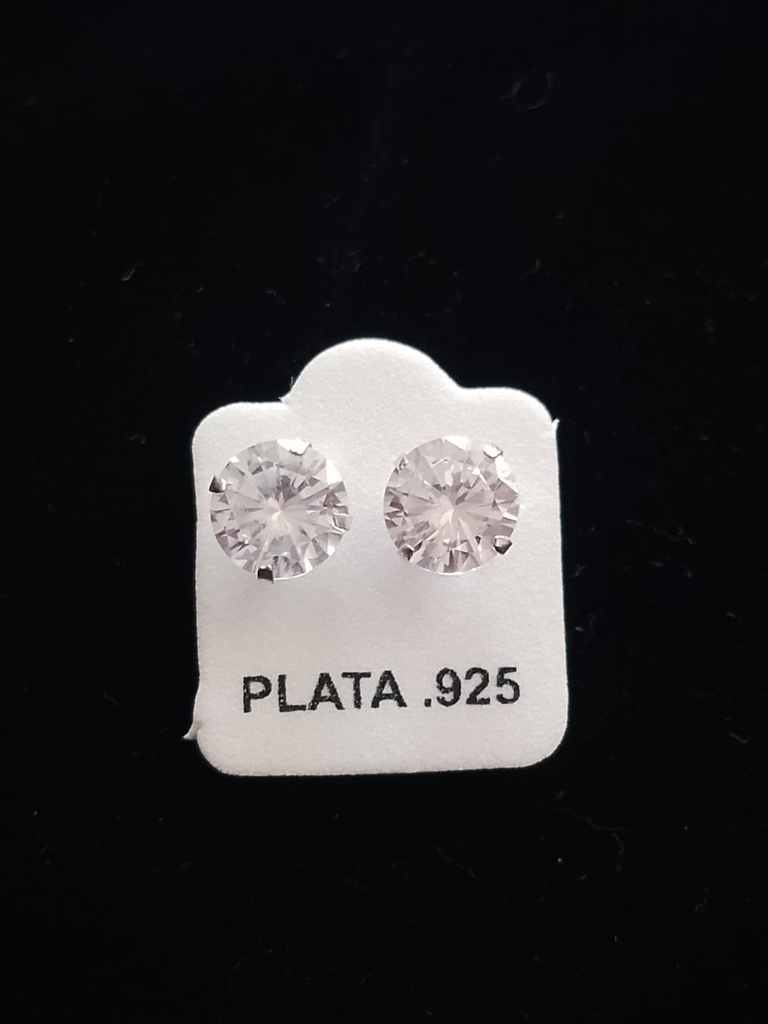 Broquel Con Piedra Blanca Grande Plata .925