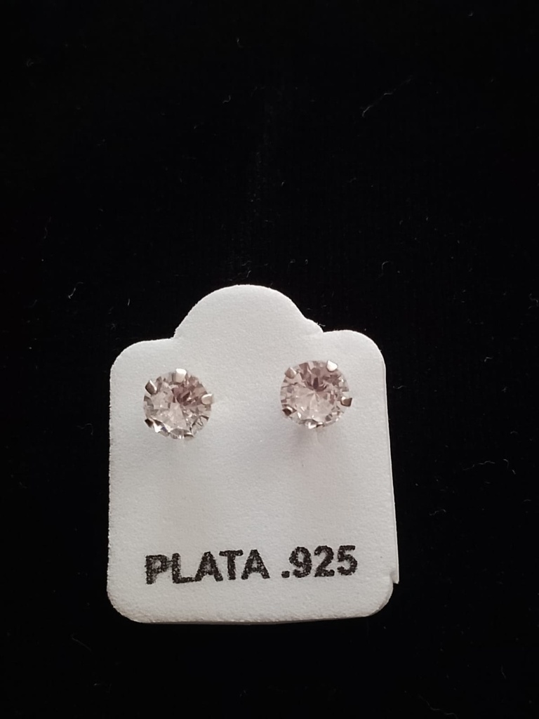 Broquel Con Piedra Blanca Mediana Plata 925