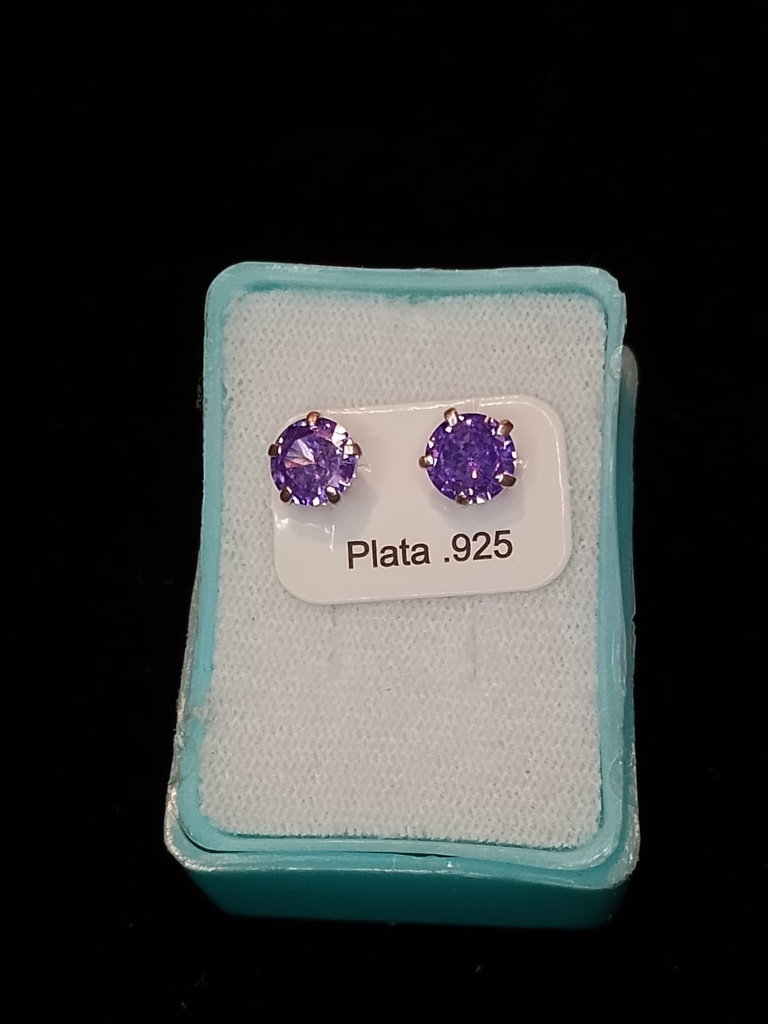 Broquel Con Piedra Morada Plata .925