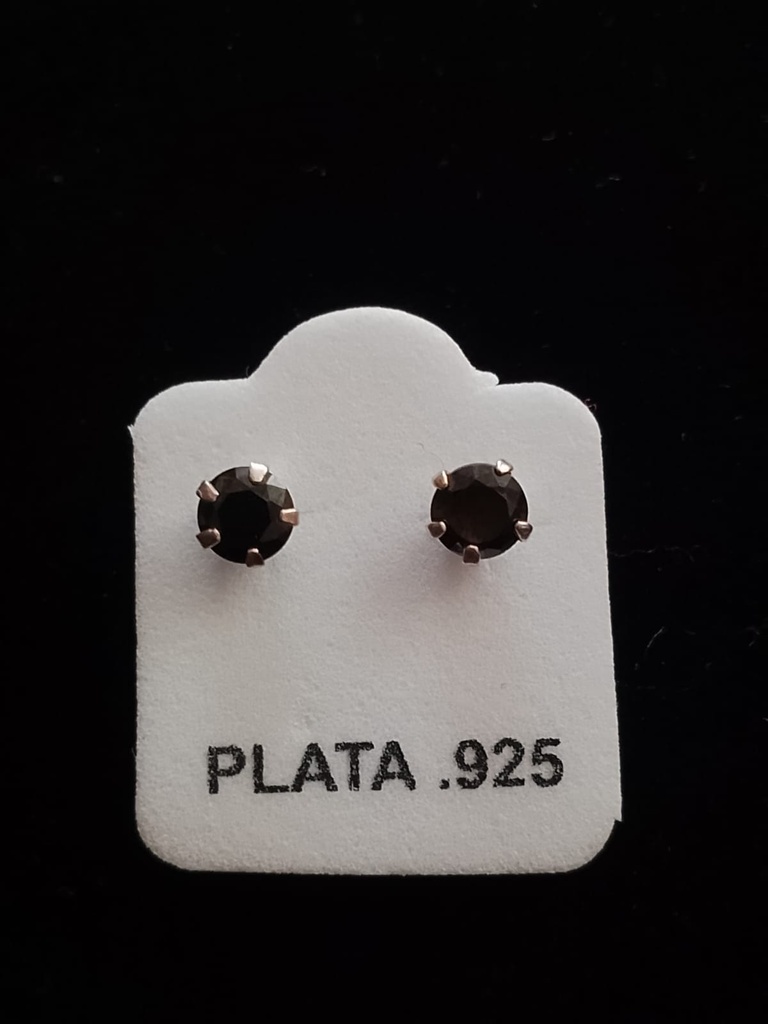 Broquel Con Piedra Negra Plata .925