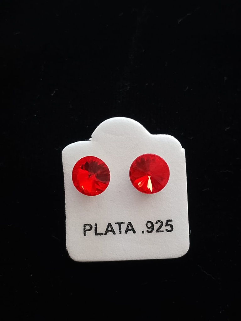 Broquel Estilo Circular Rojos Plata .925