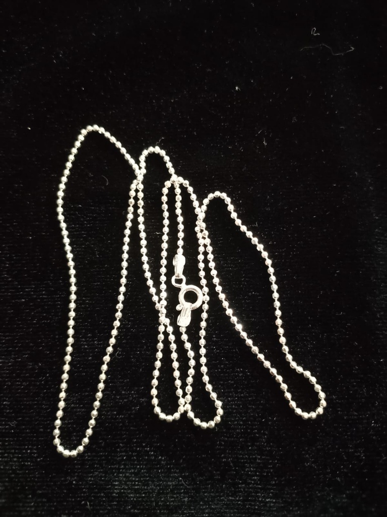 Cadena Estilo Tejido Bolitas 55cm Plata .925