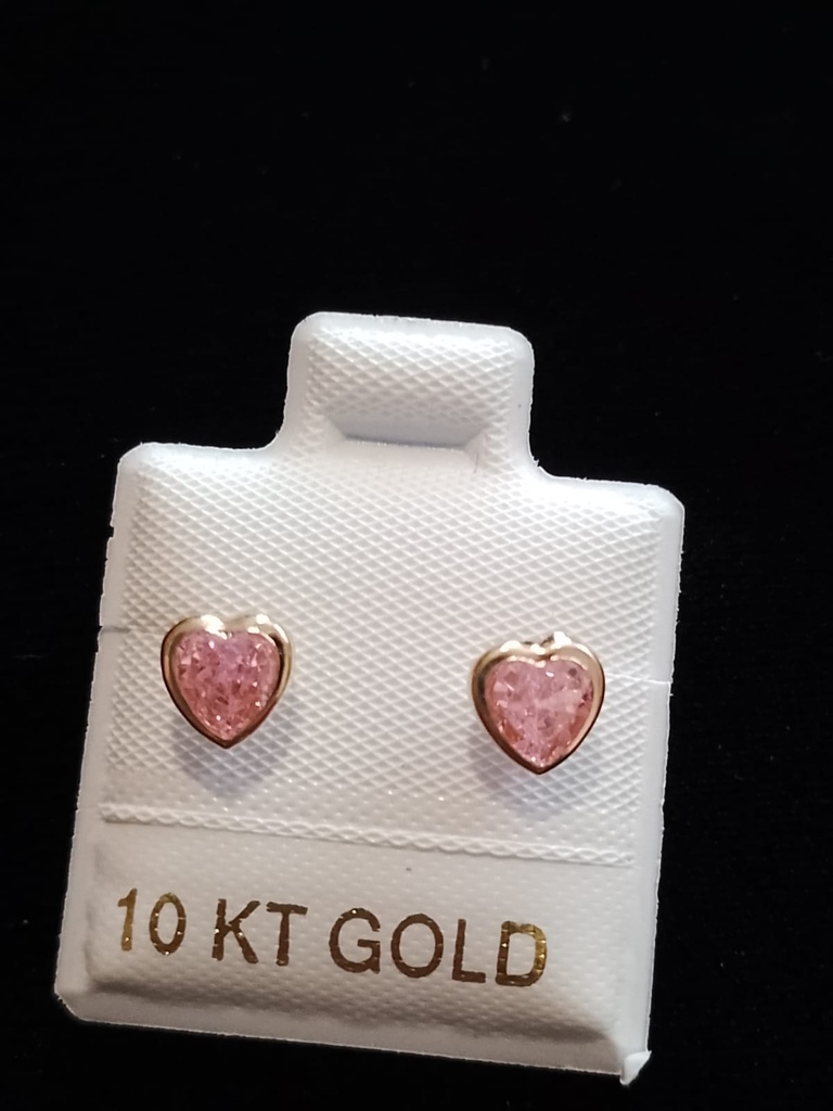 BROQUEL BISEL CORAZON ROSA #5 ORO 10K