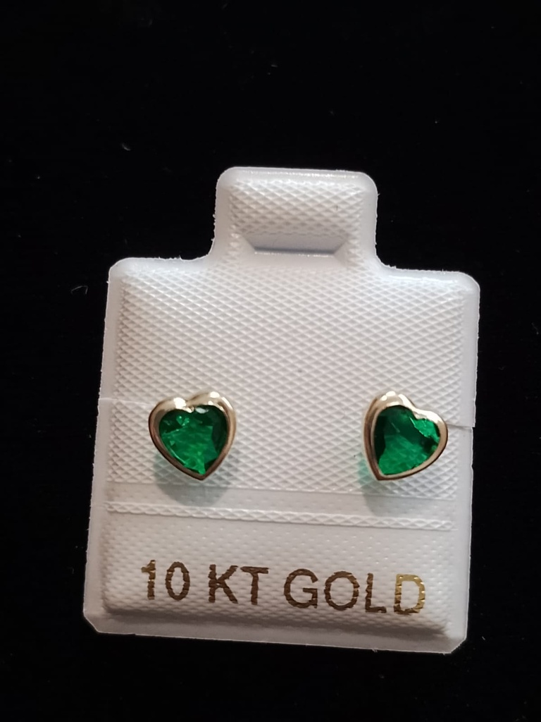 BROQUEL BISEL CORAZON VERDE #5 ORO 10K