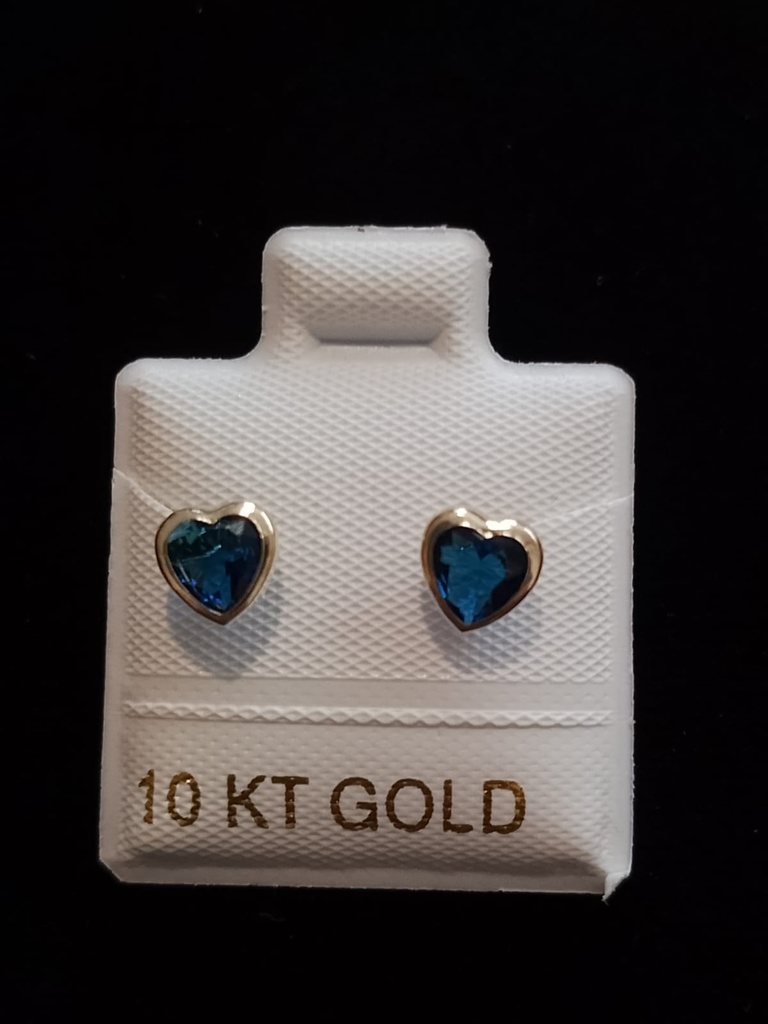 BROQUEL BISEL CORAZON AZUL #5 ORO 10K
